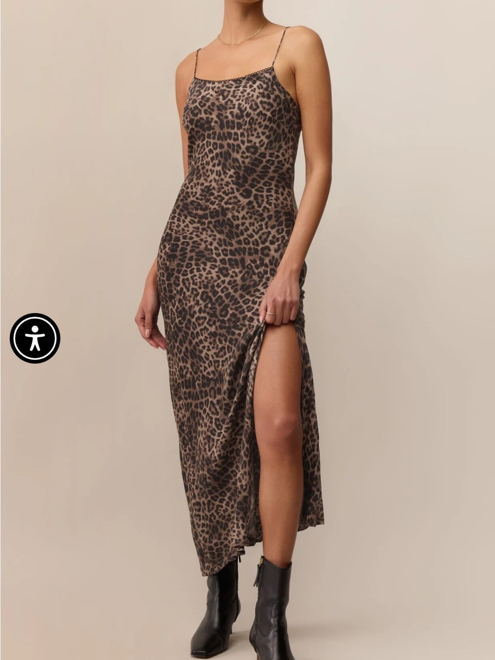 Z Supply Leopard-Print Slip Midi Dress in Brown and Black
